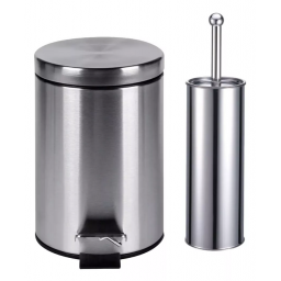 Set papelera y escobilla en acero inox. para bao