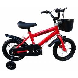 Bicicleta De Nios Roja 12" - Canasto Y Rueditas 